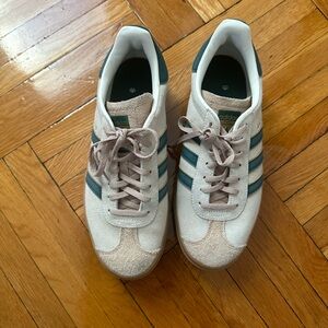 Adidas Cream and Teal Sneakers